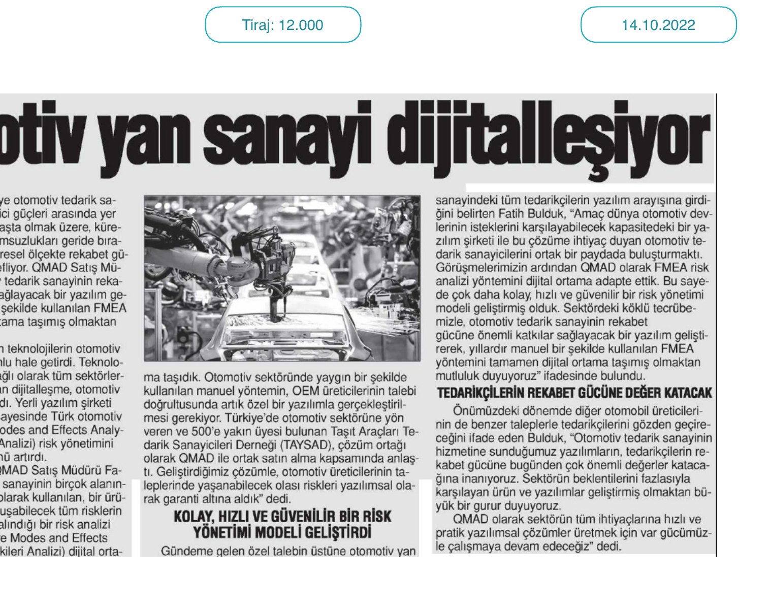 Önce Vatan gazete kupürü