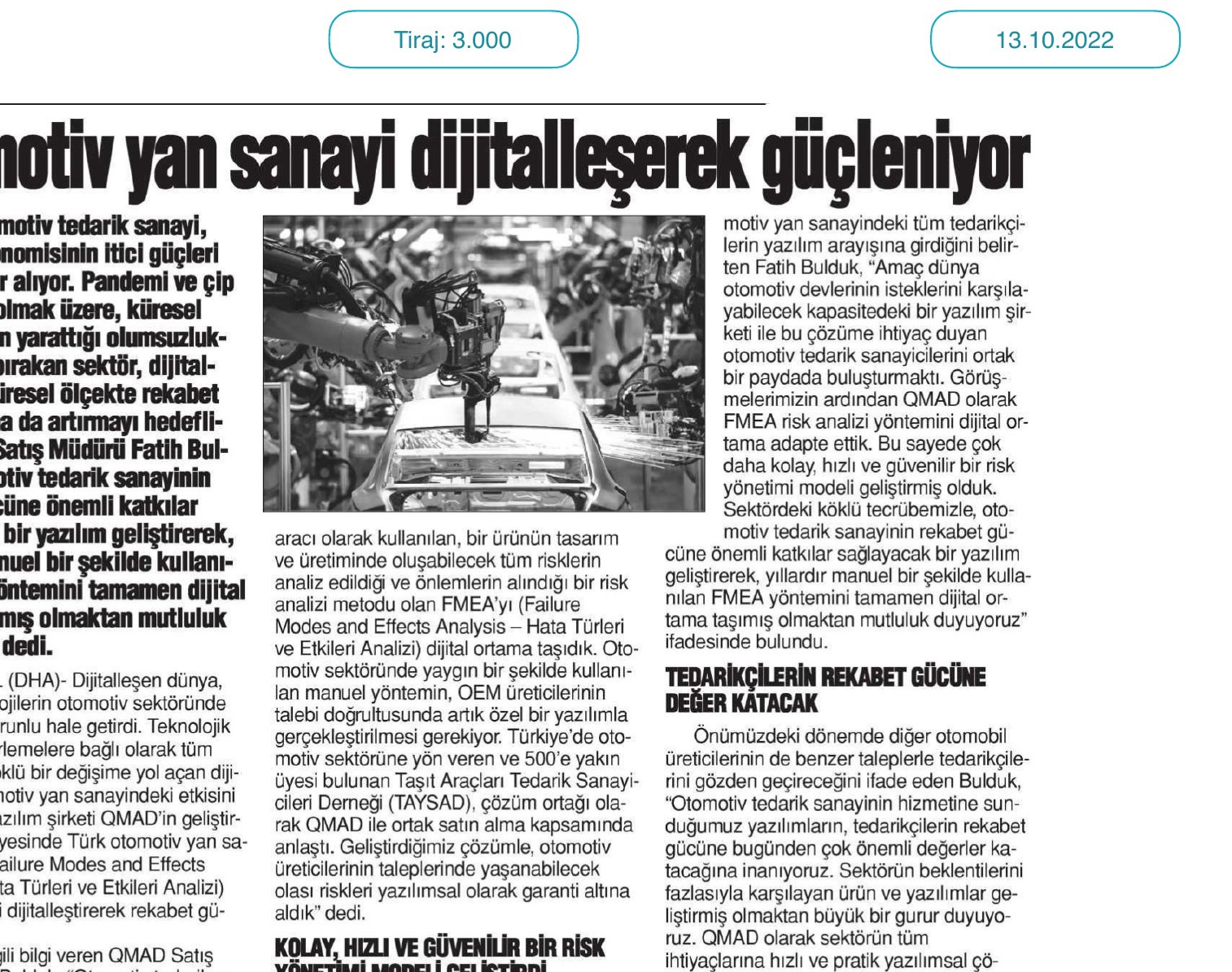 Yeni Çağrı gazete kupürü