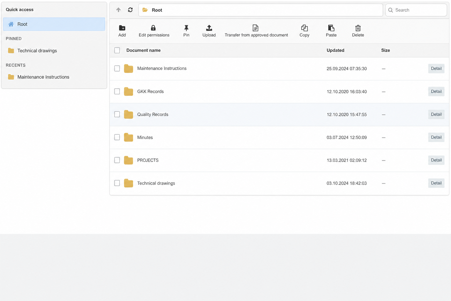 Dateimanager — Aufzeichnungen auf der Plattform, aktuelle Revision an einem Ort